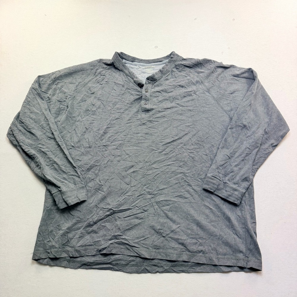 St. Johns Bay Sueded Henley Mens Double Extra Large Gray Excellent Raglan Shirt